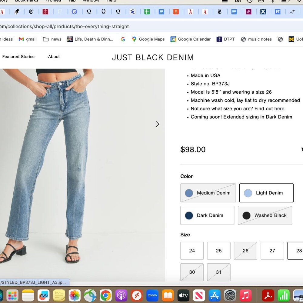 Just Black Denim brand hight waisted, straight leg jeans,  Medium Denim size 29